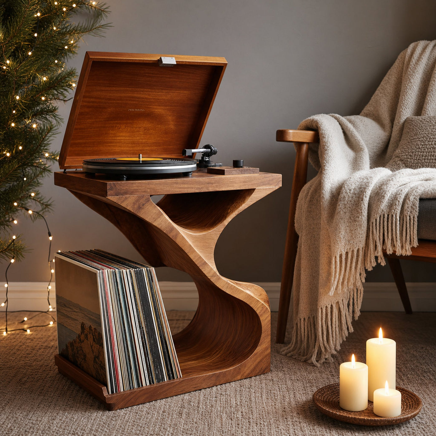 Modern Wooden Record Stand For Furniture Decor Holiday Gift - product view 6