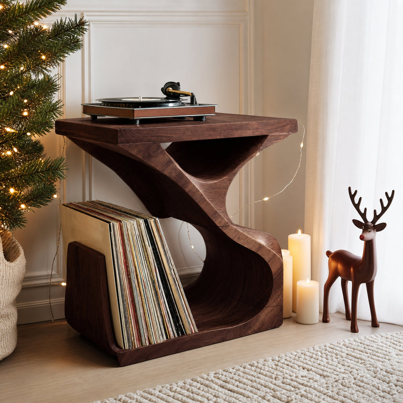 Modern Wooden Record Stand For Furniture Decor Holiday Gift - product view 7