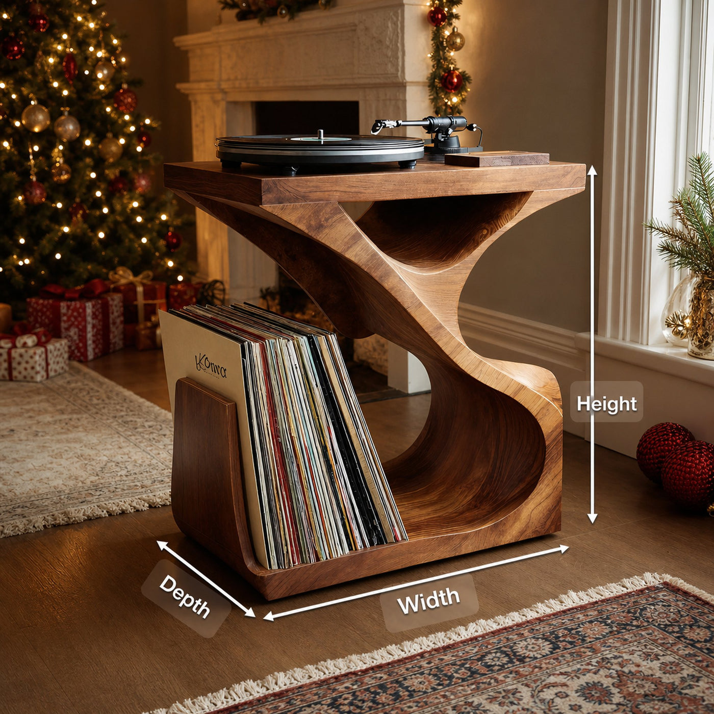 Modern Wooden Record Stand For Furniture Decor Holiday Gift - product view 8