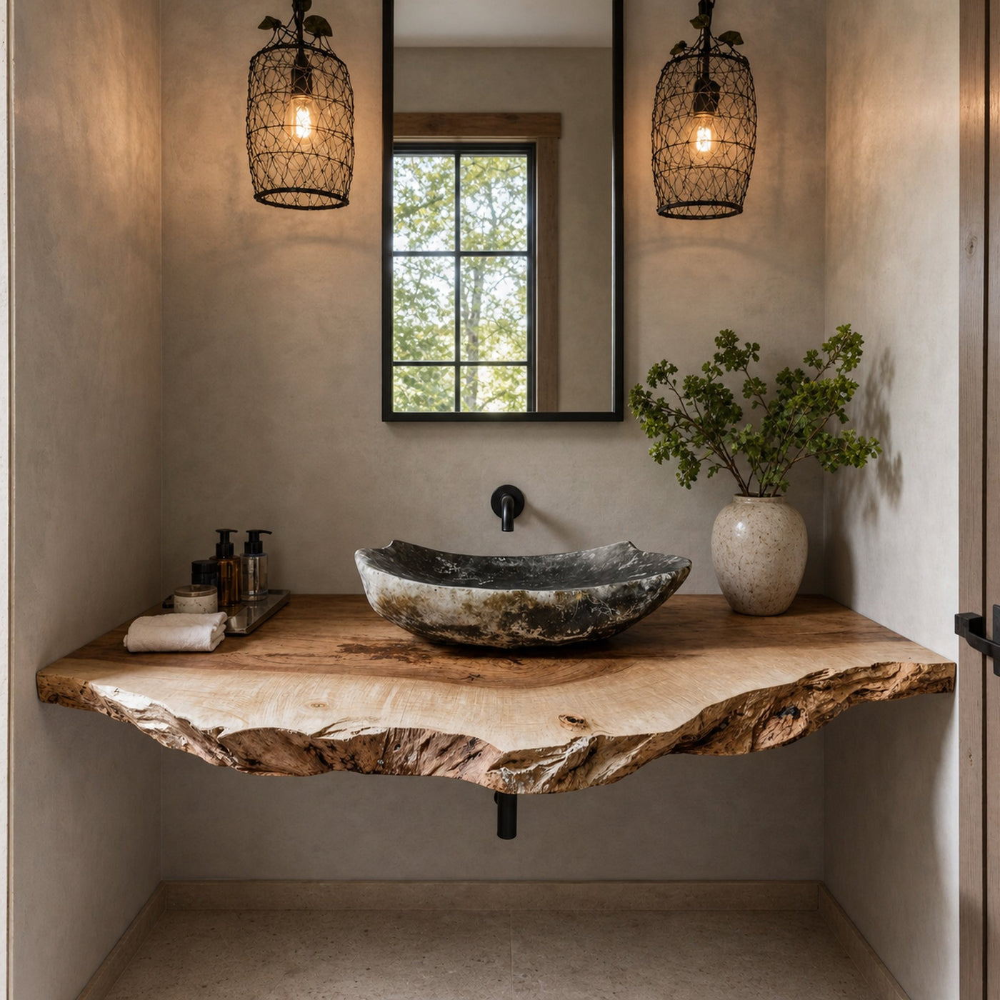 Natural Rustic Bathroom Vanity Floating Shelves For Cozy Spaces