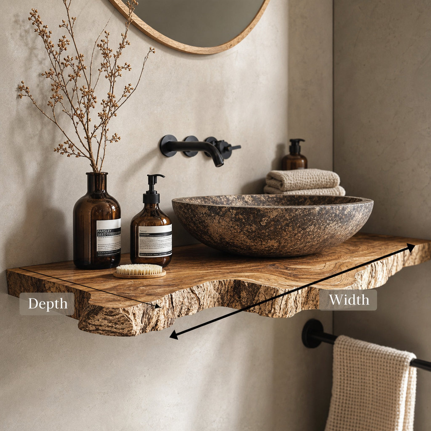 Natural Wood Bathroom Vanity - product view 6