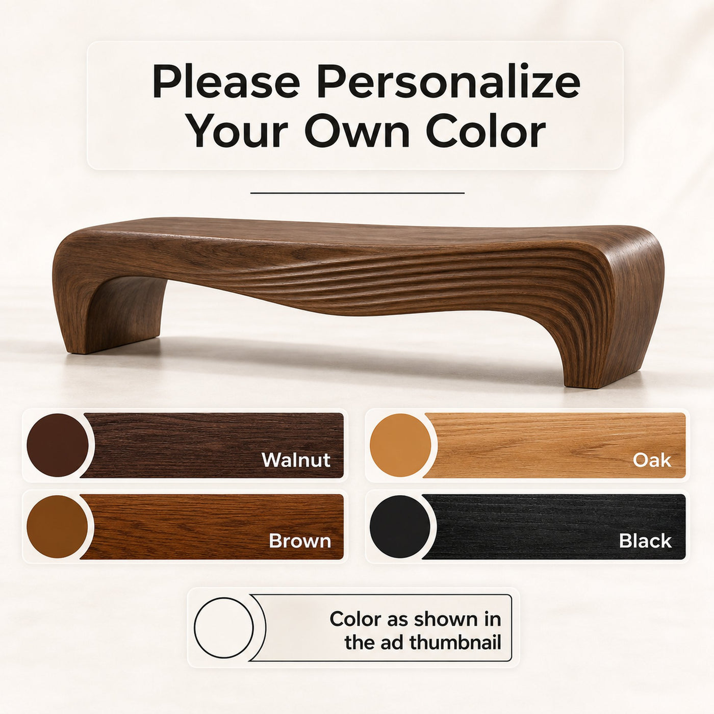Organic Bench With Carved Wave Design For Living Room - product view 8