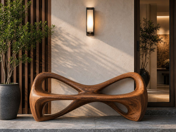 Organic Bench With Continuous Curved Base For Luxury Interiors