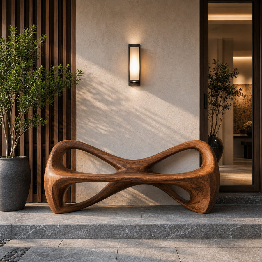 Organic Bench With Continuous Curved Base For Luxury Interiors