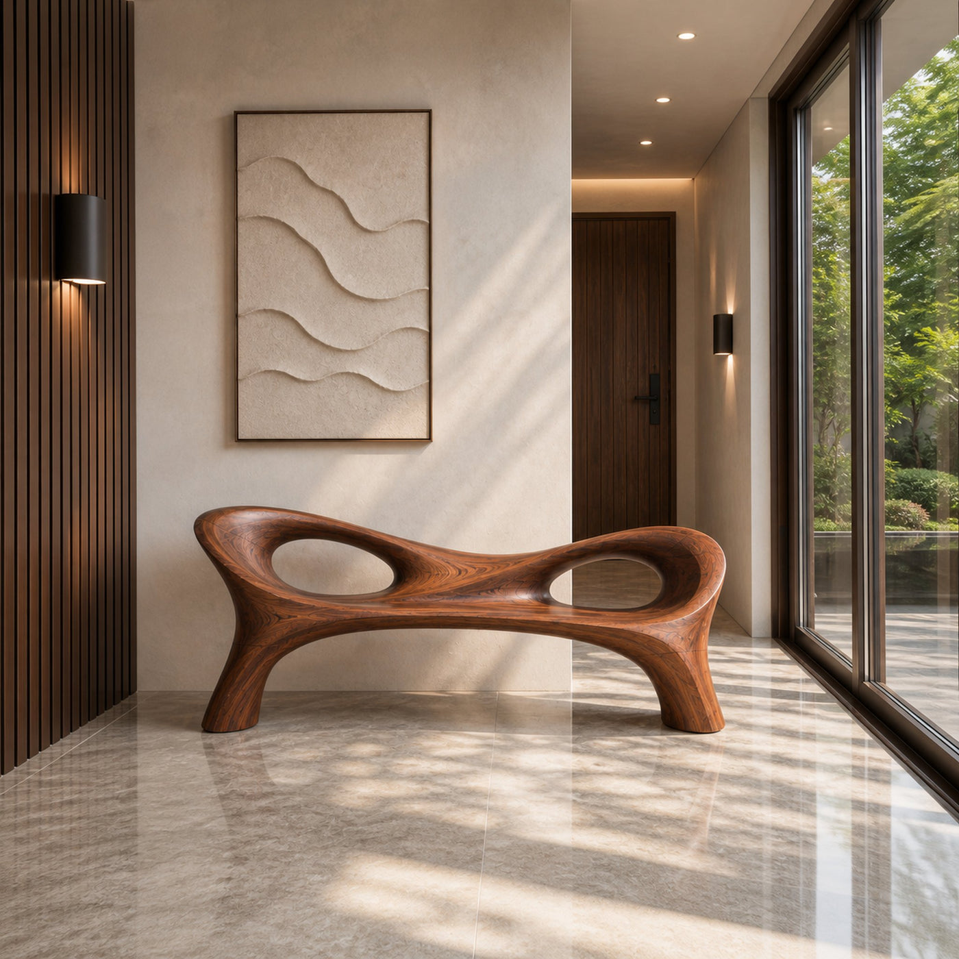 Organic Curved Hallway Bench For Contemporary Hallway Seating - product view 6