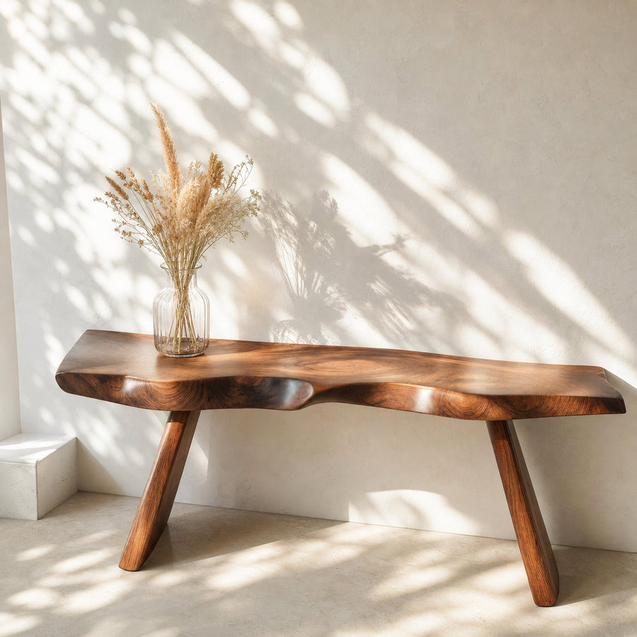 Organic Live Edge Bench For Entryway Or Hallway