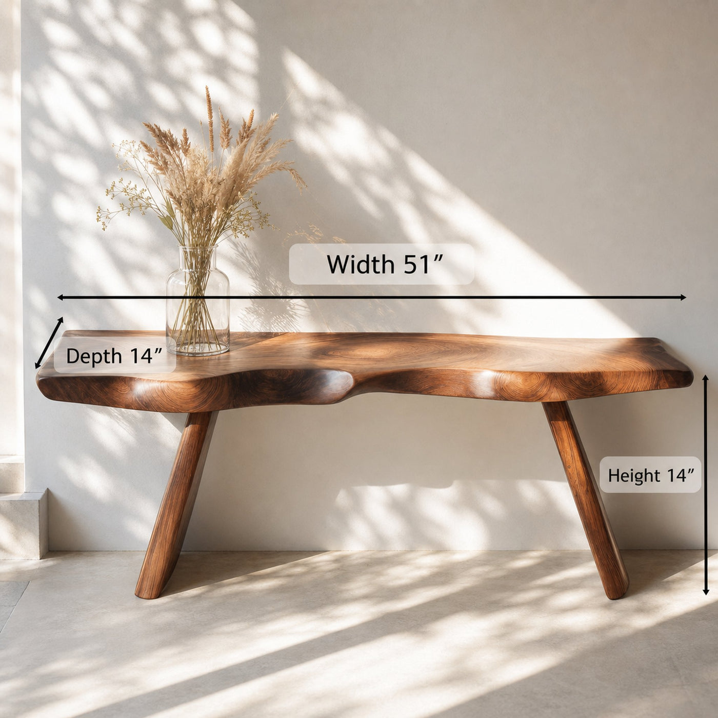 Organic Live Edge Bench For Entryway Or Hallway - product view 6