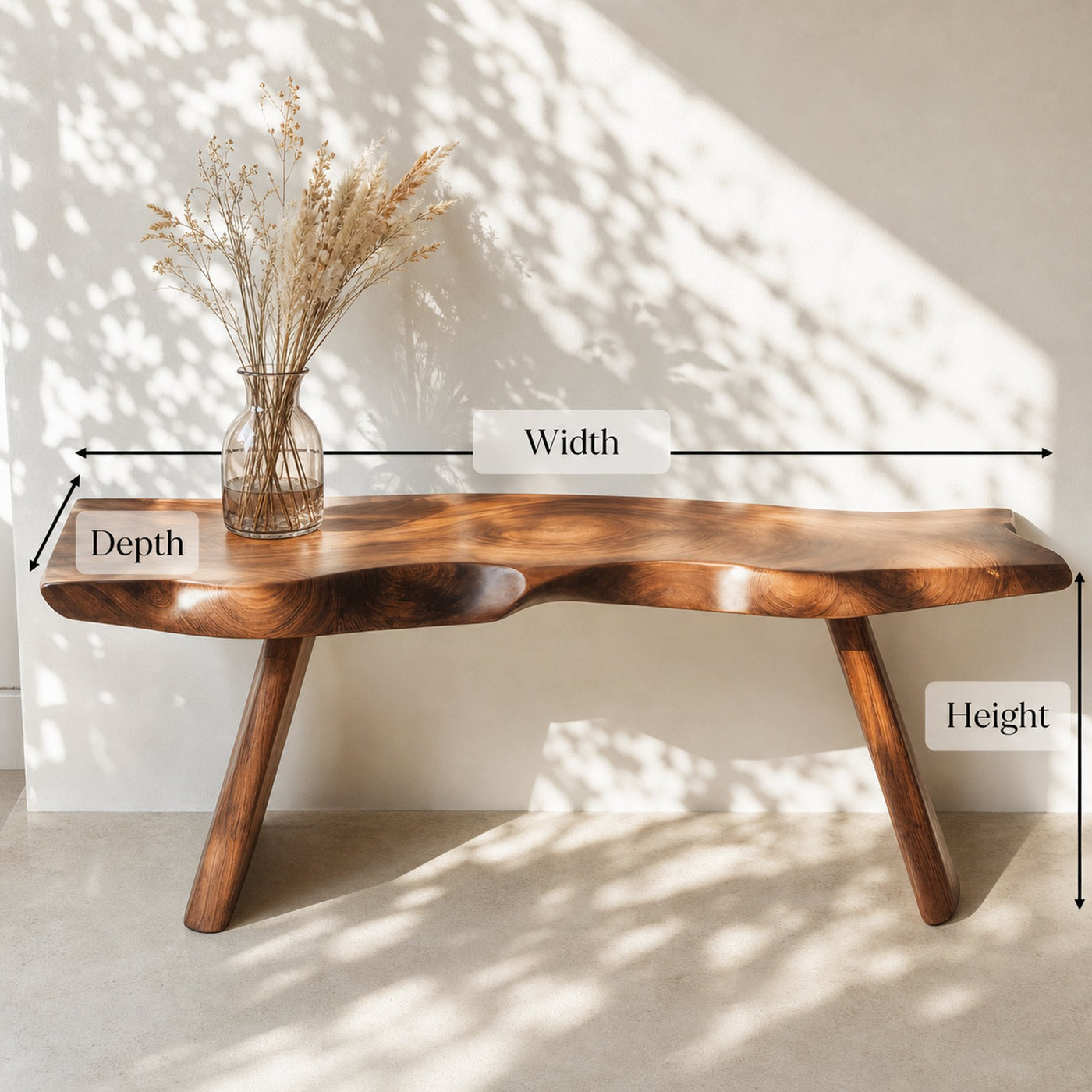 Organic Live Edge Bench For Entryway Or Hallway - product view 8