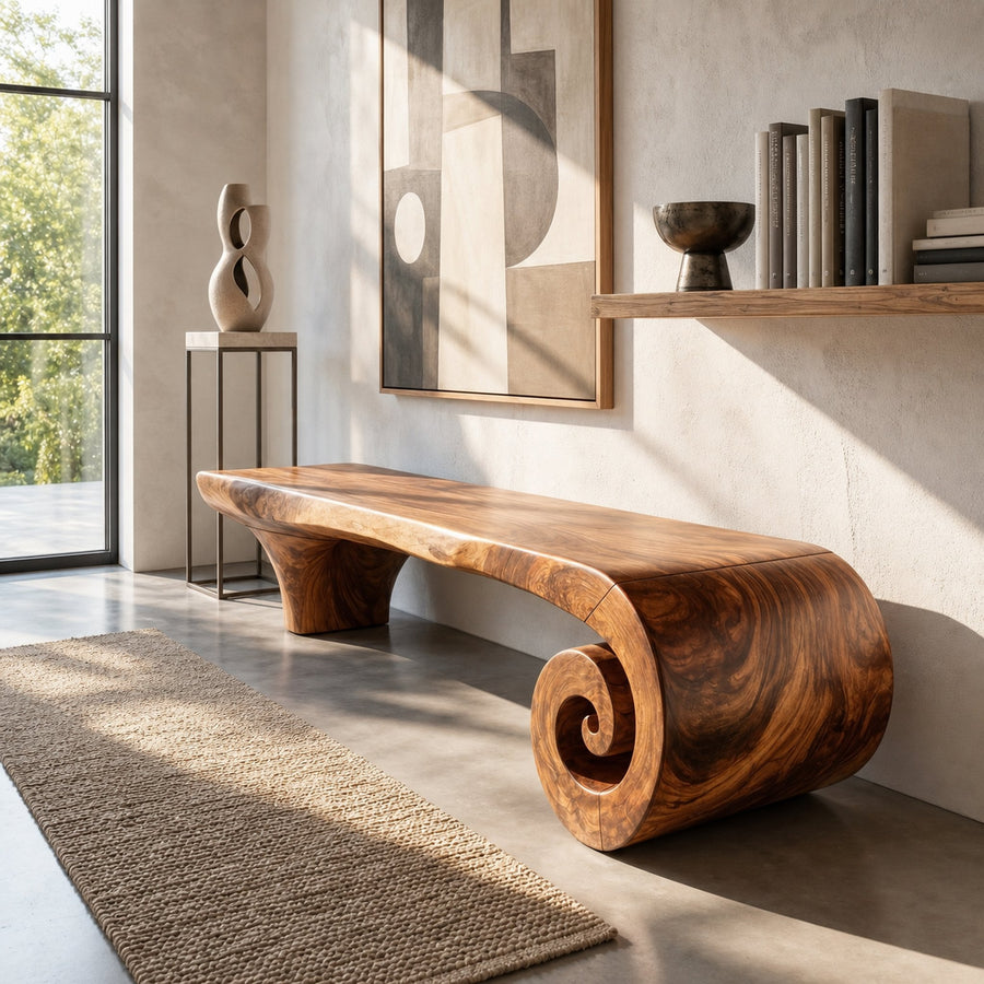 Organic Modern Accent Bench For Reception Area