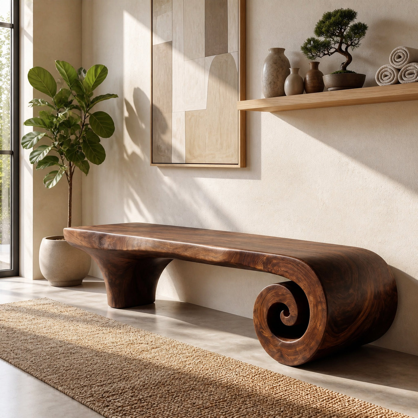 Organic Modern Accent Bench For Reception Area - product view 6