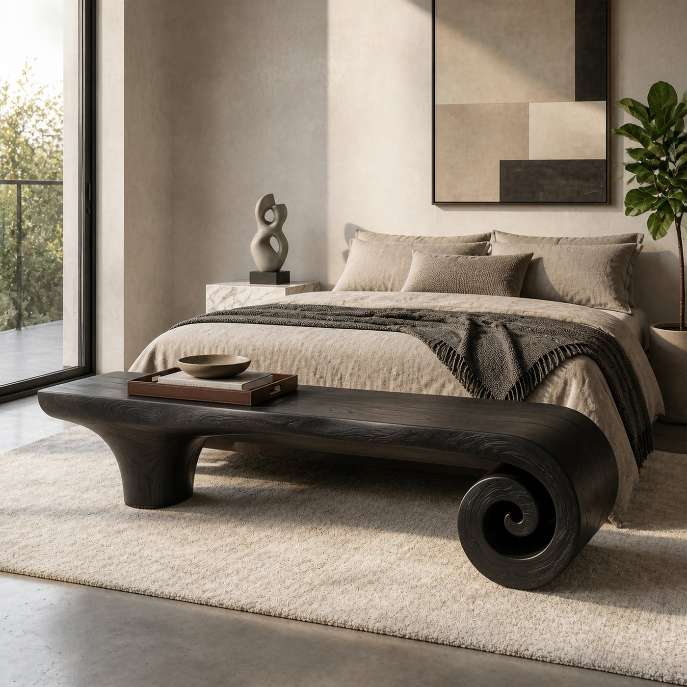 Organic Modern Accent Bench For Reception Area - product view 7