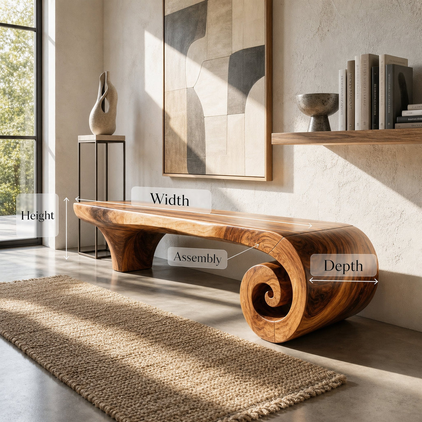 Organic Modern Accent Bench For Reception Area - product view 8