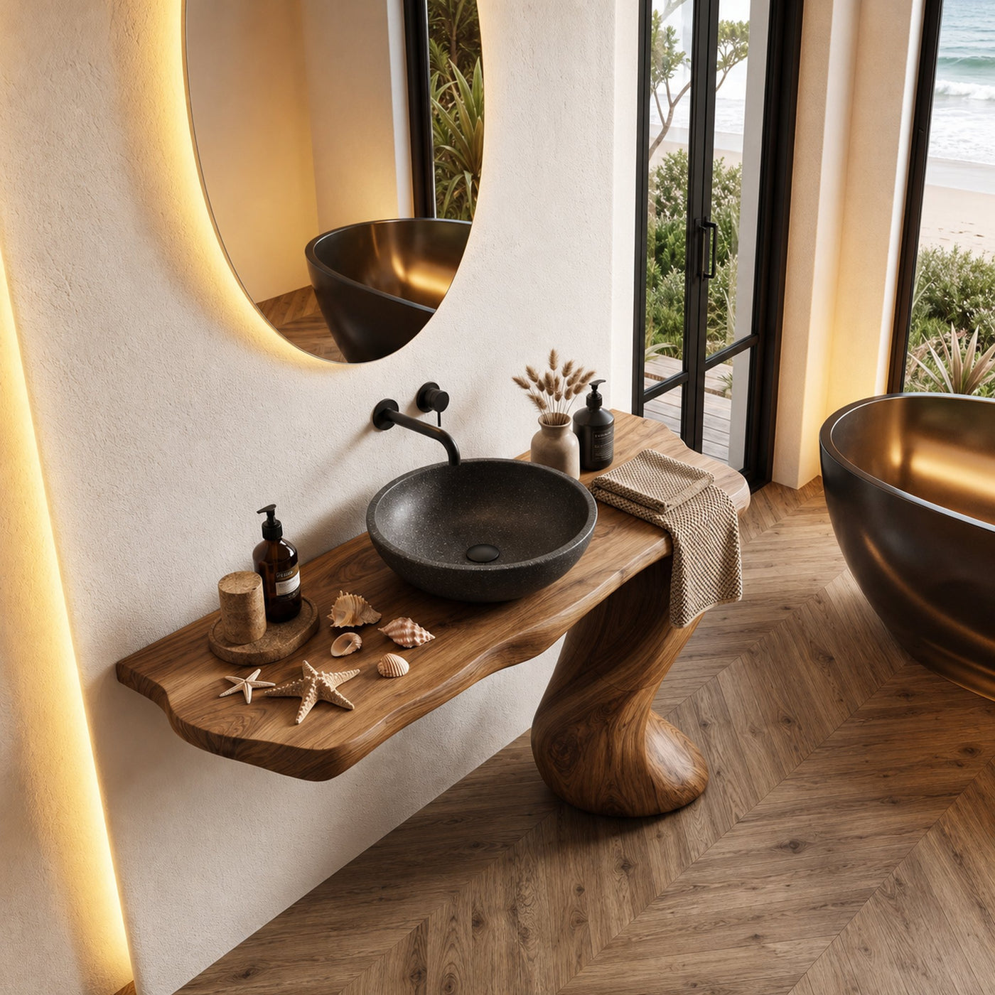 Organic Modern Bathroom Vanity With Tree Root Inspired Design For Powder Room - product view 2