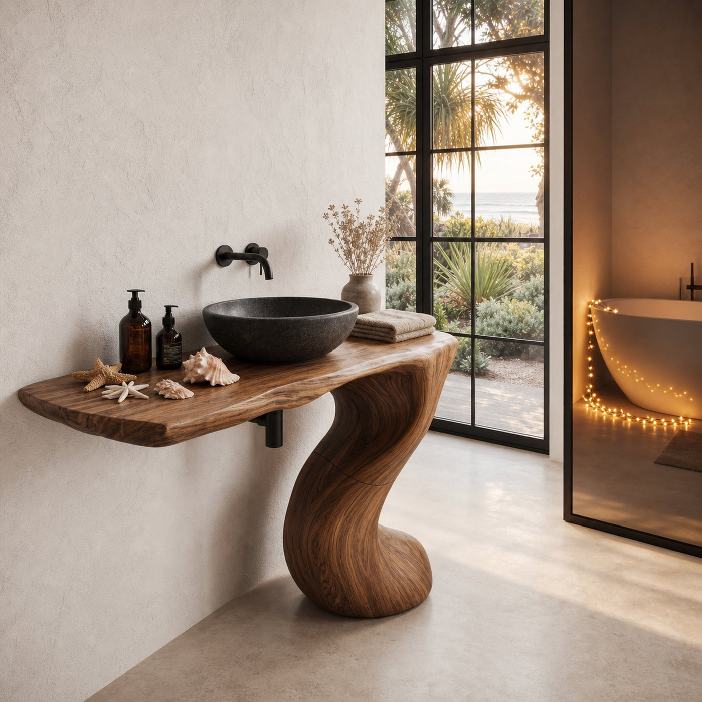 Organic Modern Bathroom Vanity With Tree Root Inspired Design For Powder Room - product view 3