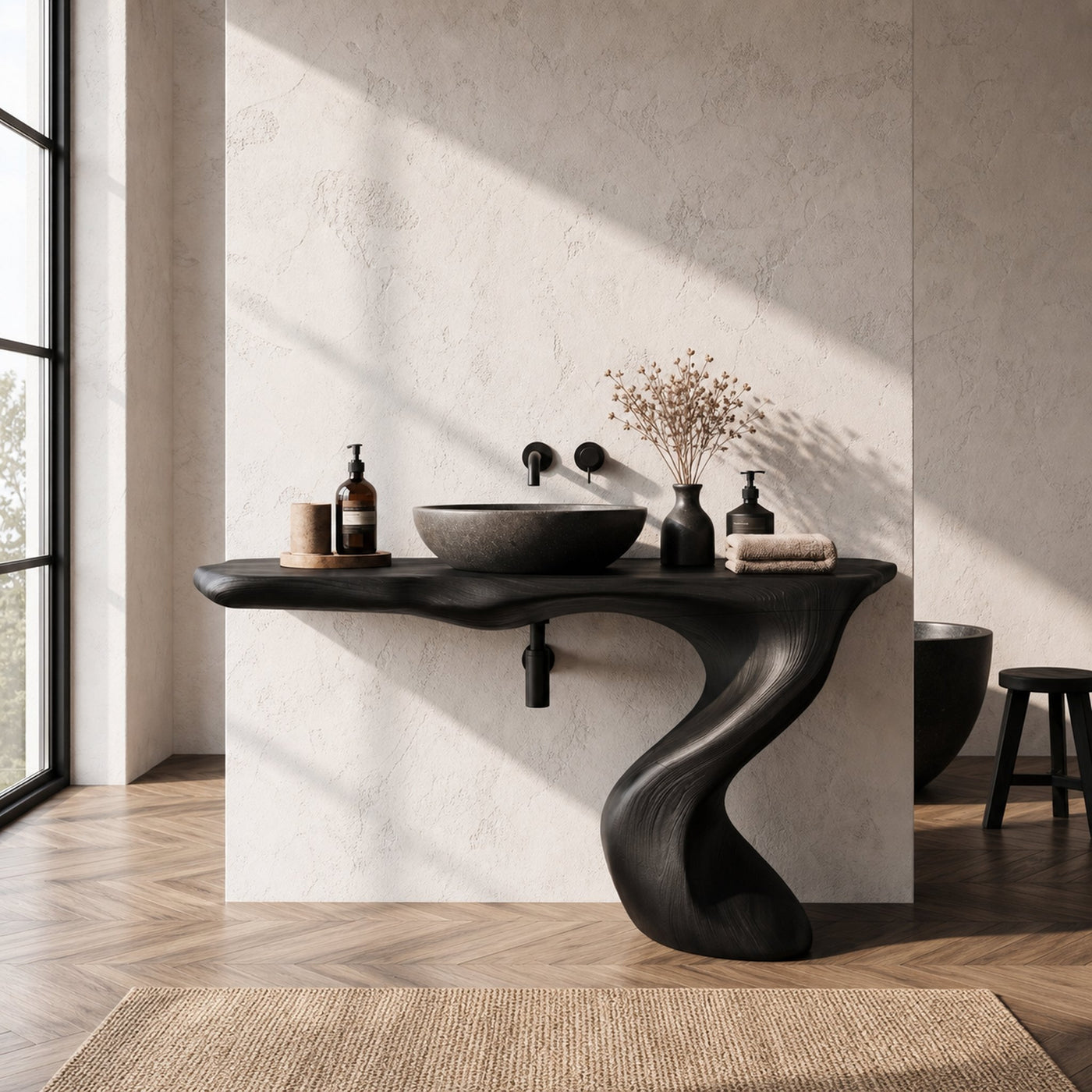 Organic Modern Bathroom Vanity With Tree Root Inspired Design For Powder Room - product view 4