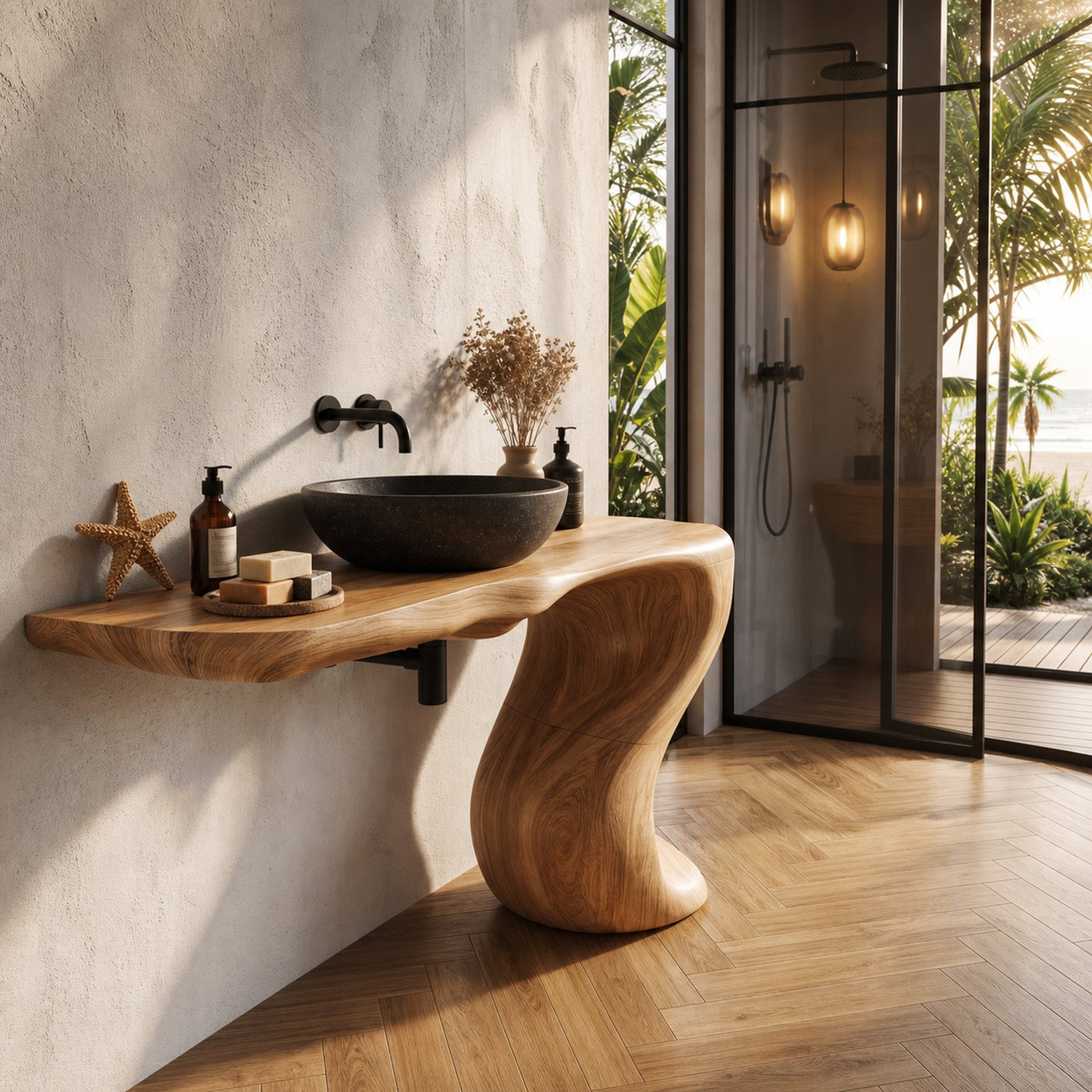 Organic Modern Bathroom Vanity With Tree Root Inspired Design For Powder Room - product view 5