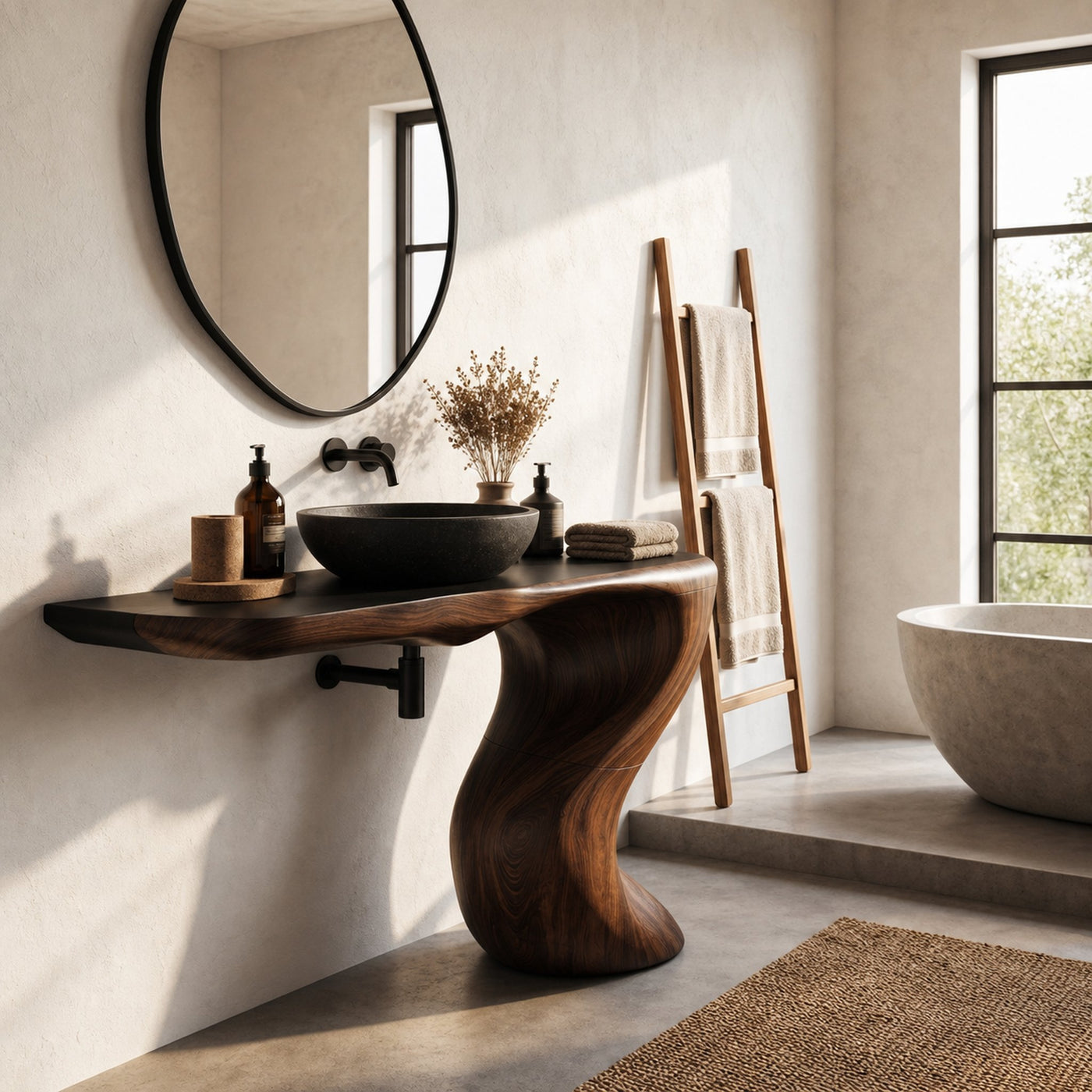Organic Modern Bathroom Vanity With Tree Root Inspired Design For Powder Room - product view 7
