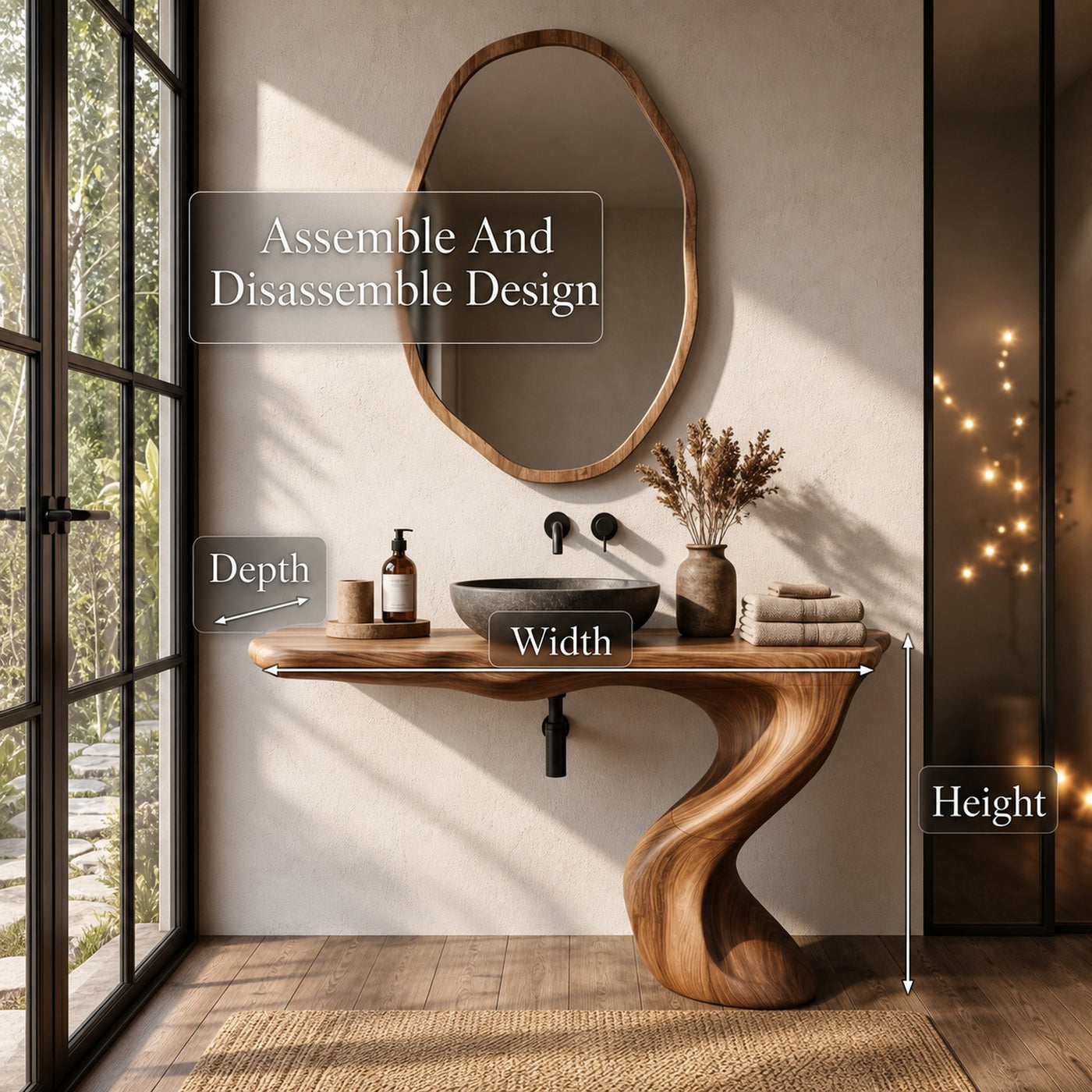 Organic Modern Bathroom Vanity With Tree Root Inspired Design For Powder Room - product view 8
