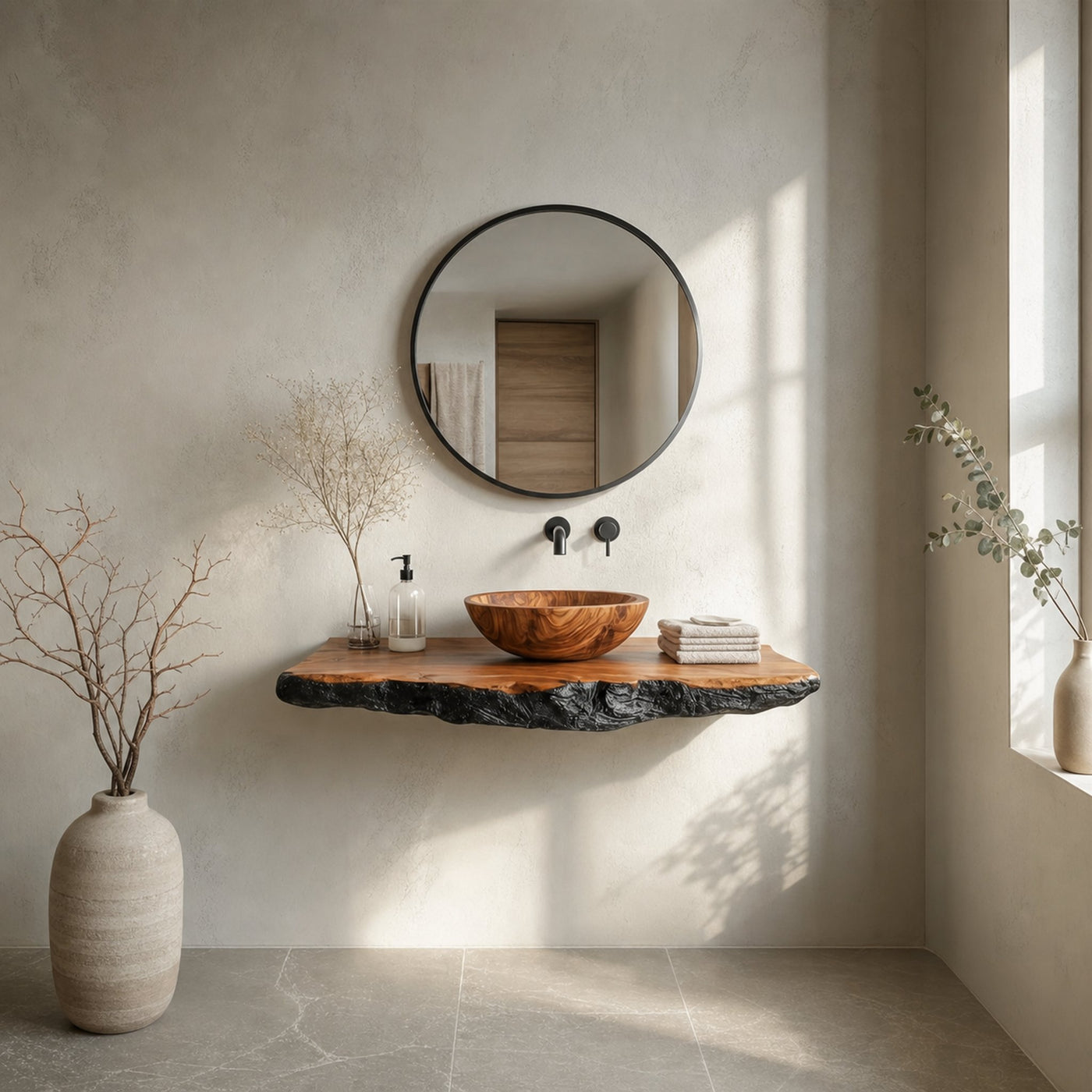 Organic Modern Bathroom Vanity Wood Console Floating Shelf - product view 2