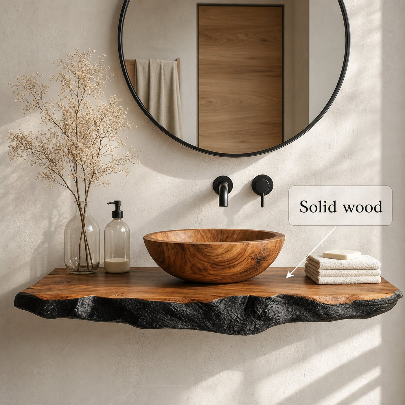 Organic Modern Bathroom Vanity Wood Console Floating Shelf - product view 3