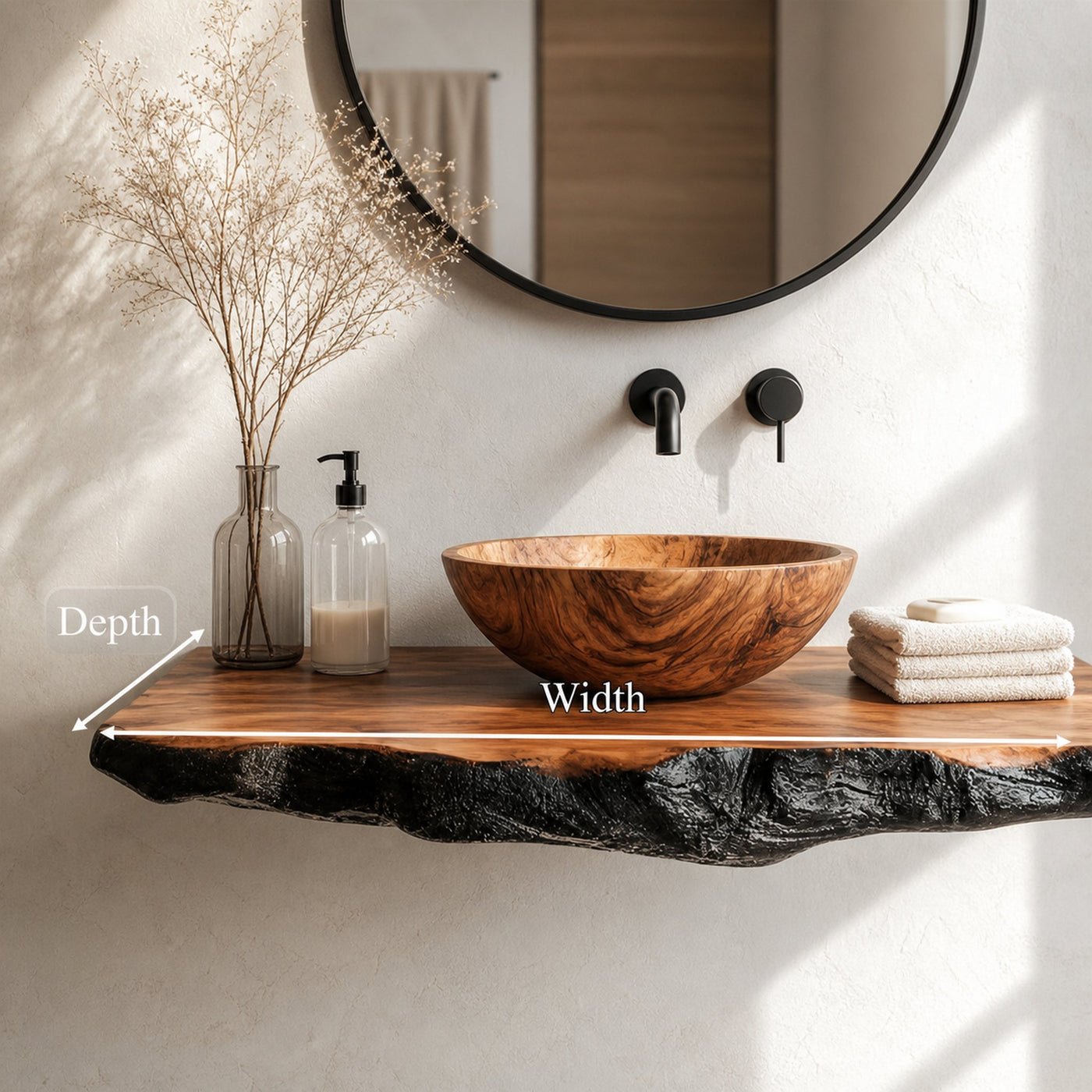 Organic Modern Bathroom Vanity Wood Console Floating Shelf - product view 5