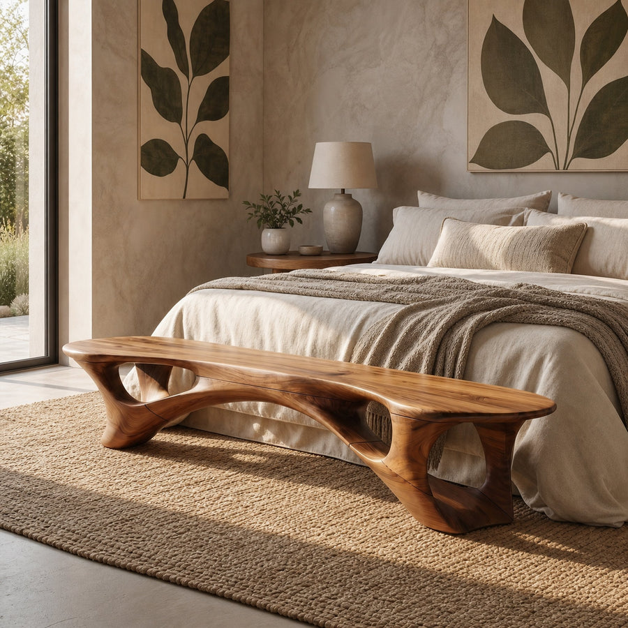 Organic Modern Bench For Bedroom Living Room