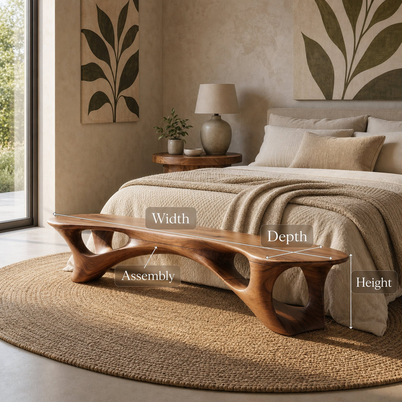 Organic Modern Bench For Bedroom Living Room - product view 8