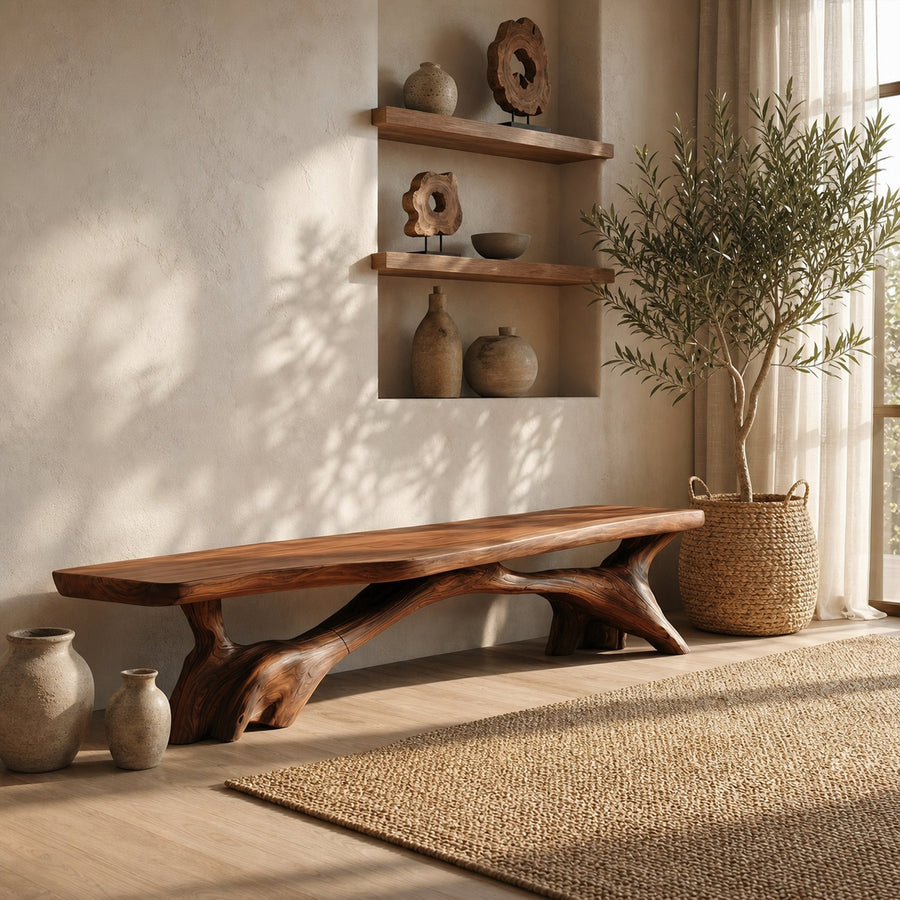 Organic Modern Bench For Entryway Hallway