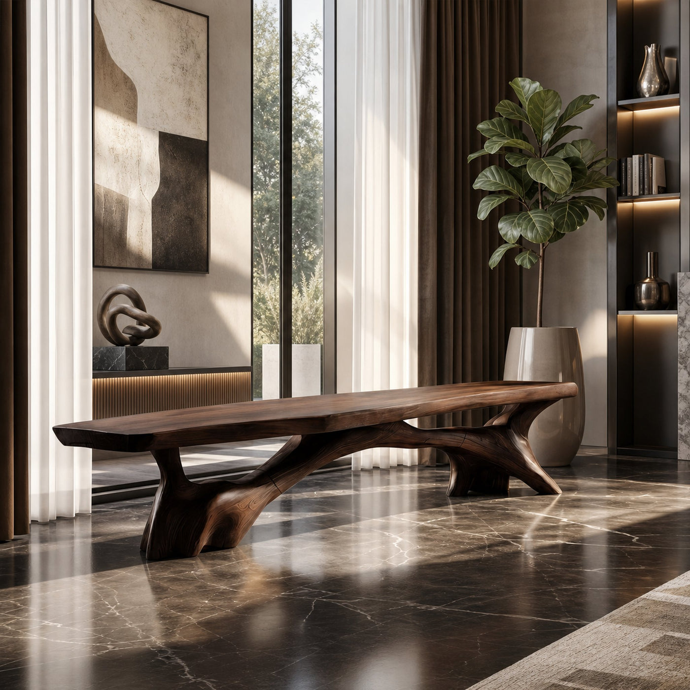 Organic Modern Bench For Entryway Hallway - product view 6