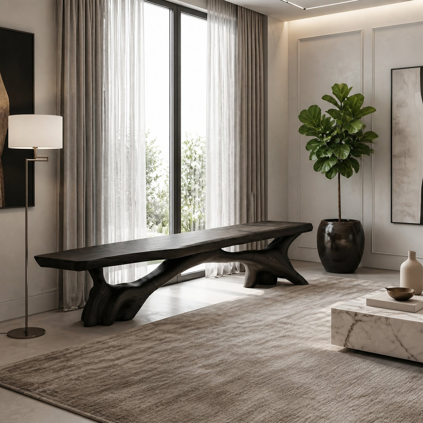 Organic Modern Bench For Entryway Hallway - product view 7