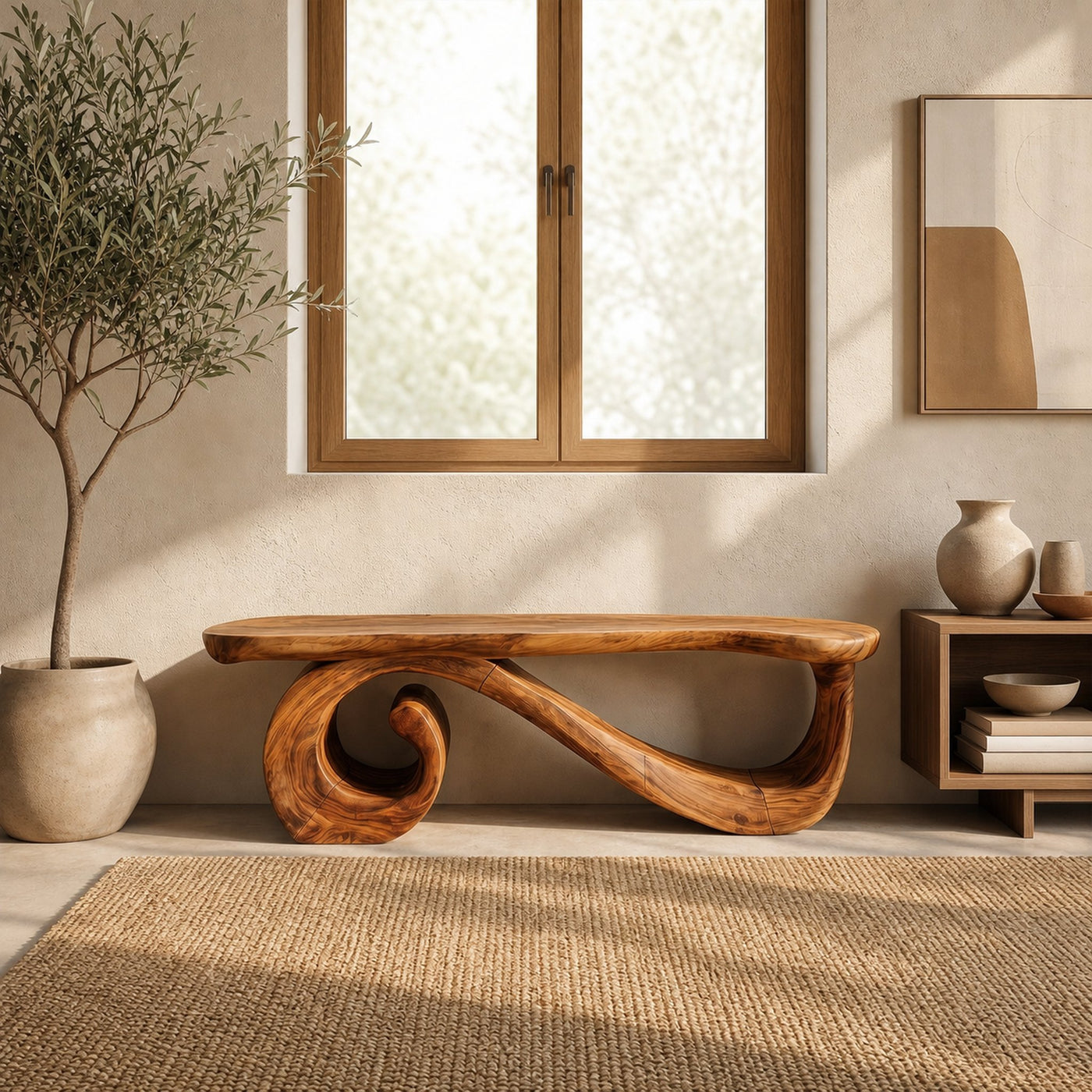 Organic Modern Bench For Living Room - product view 2