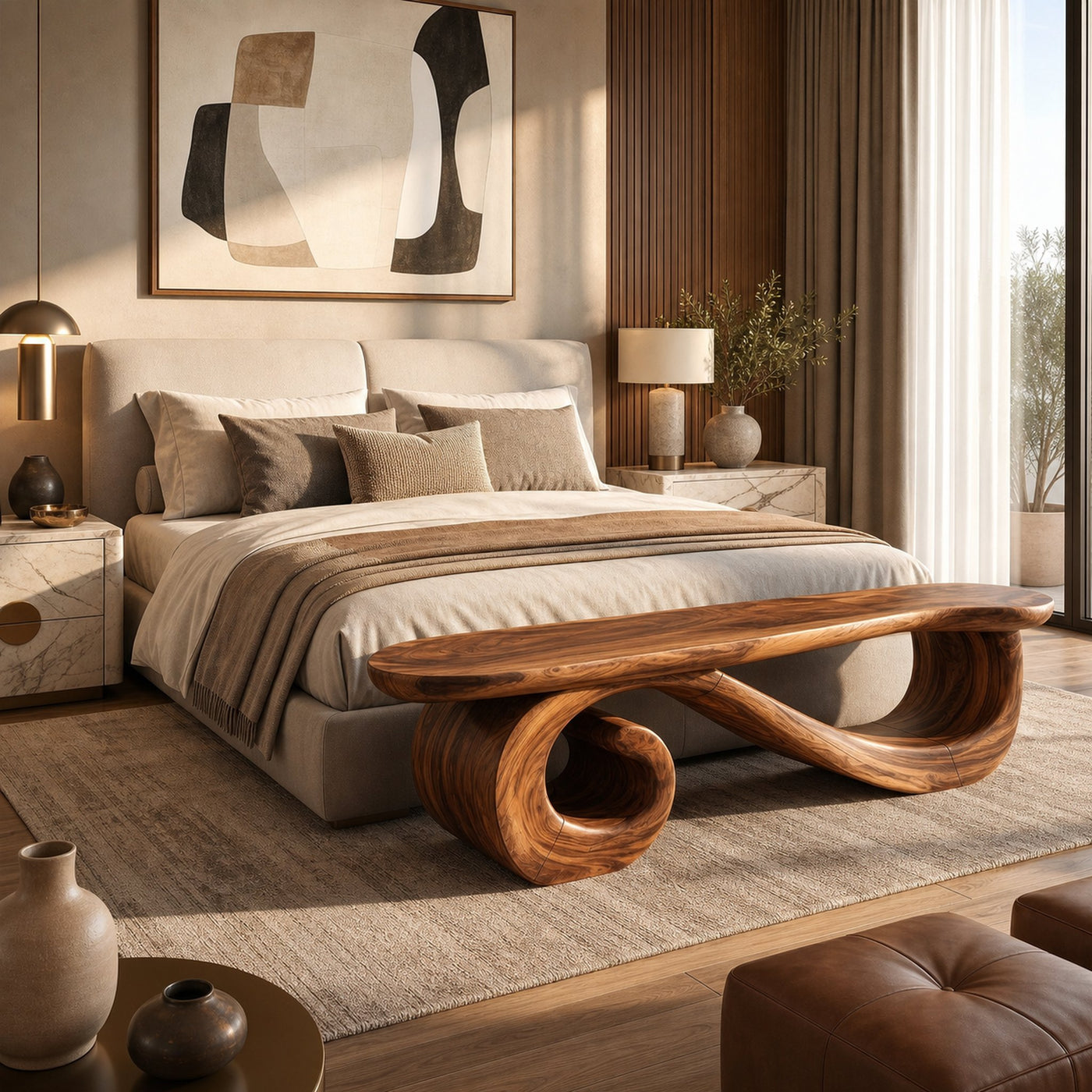 Organic Modern Bench For Living Room - product view 5