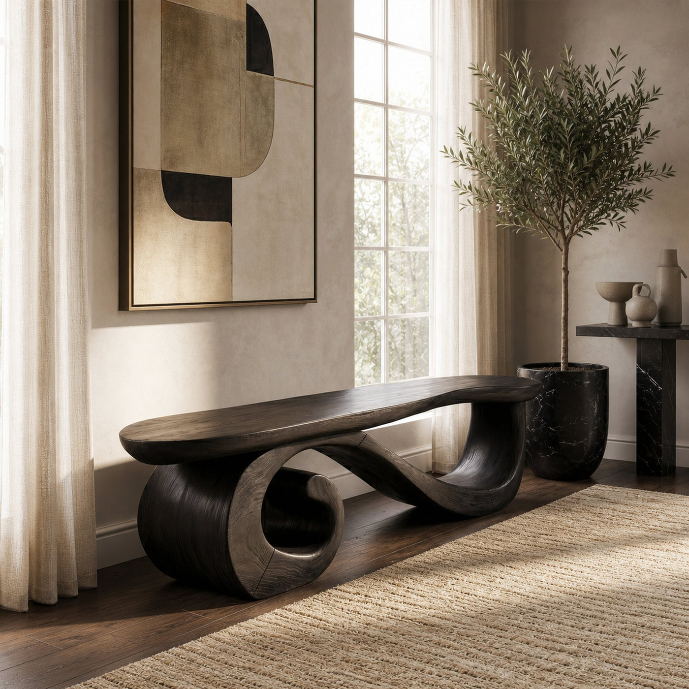 Organic Modern Bench For Living Room - product view 7
