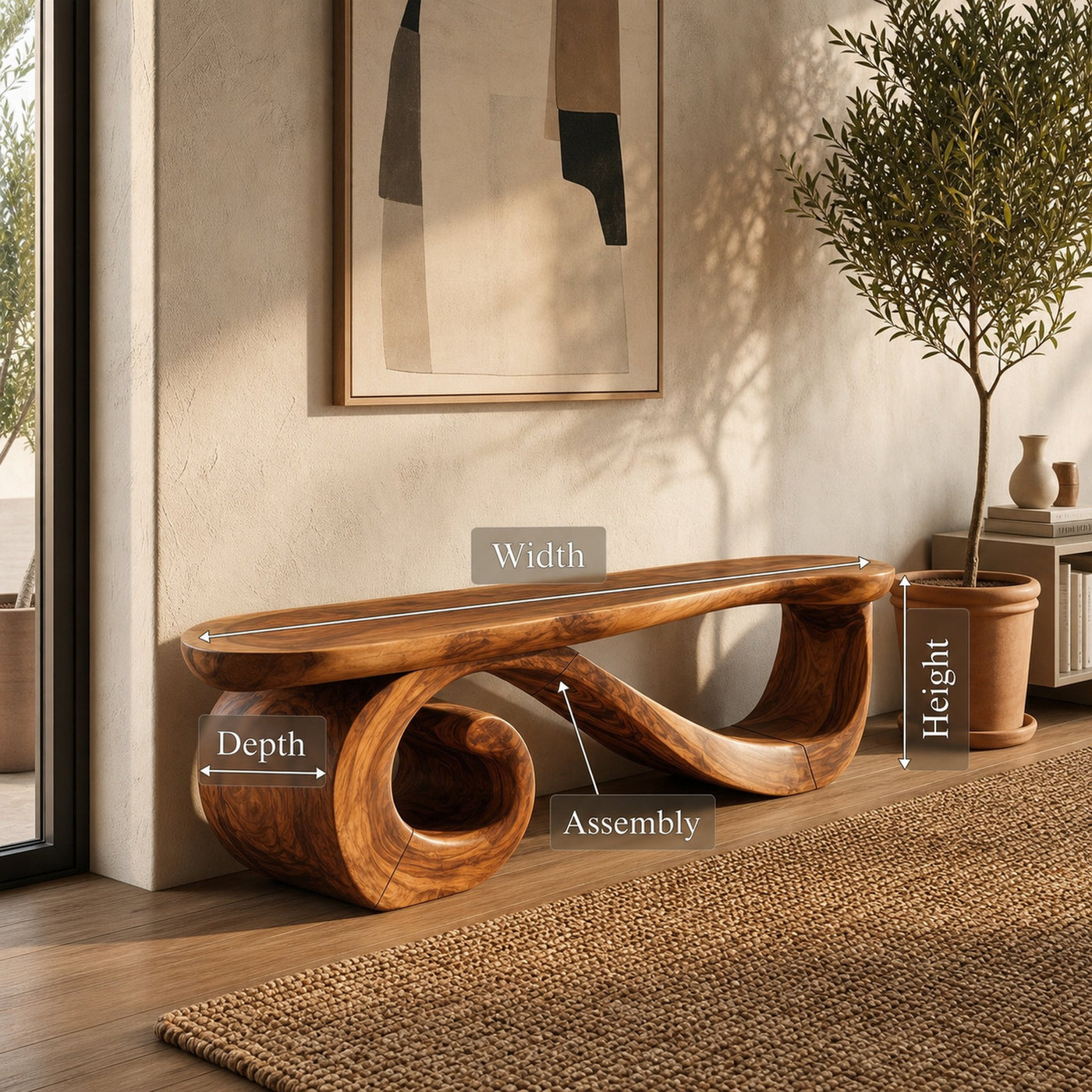 Organic Modern Bench For Living Room - product view 8