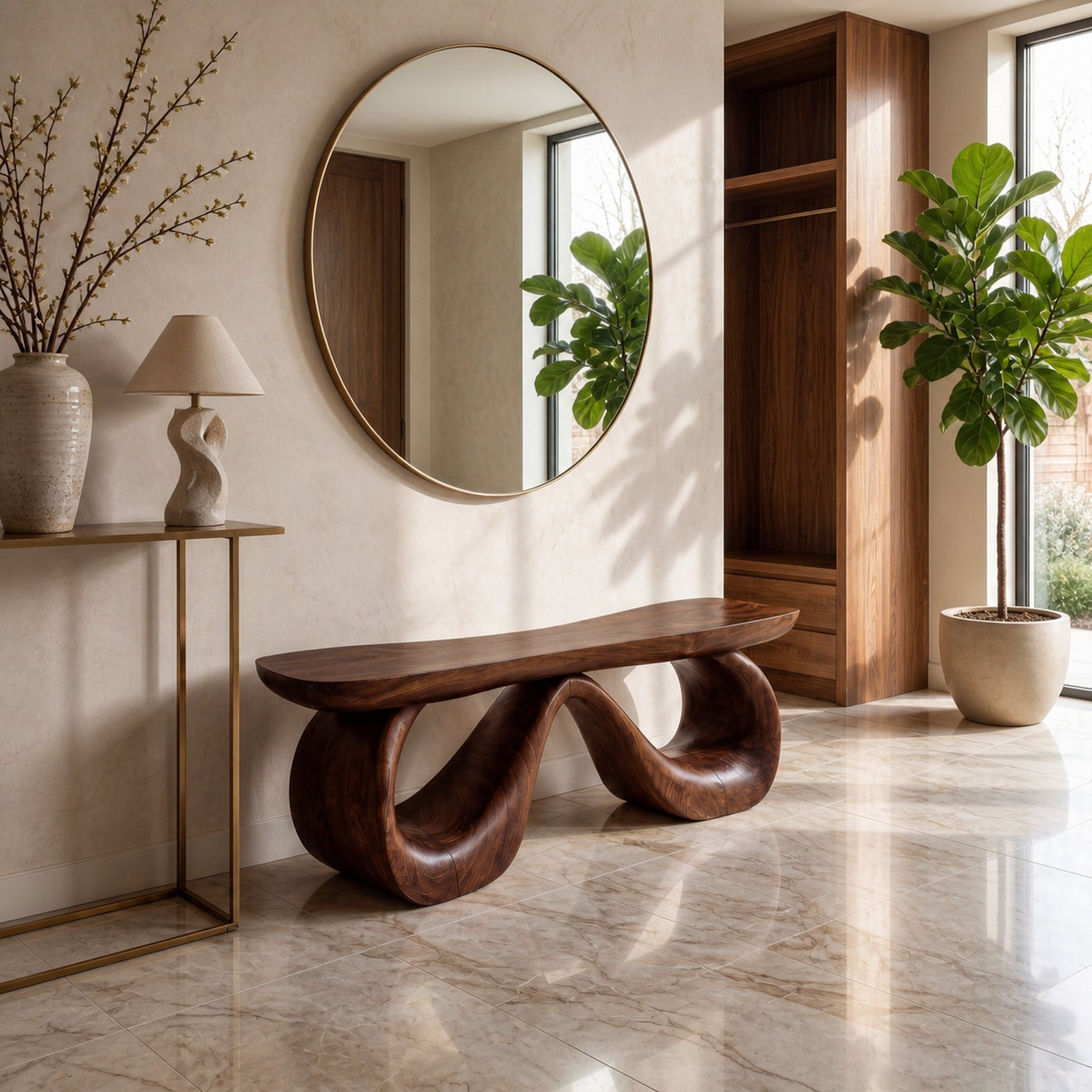 Organic Modern Bench For Reading Nook - product view 6