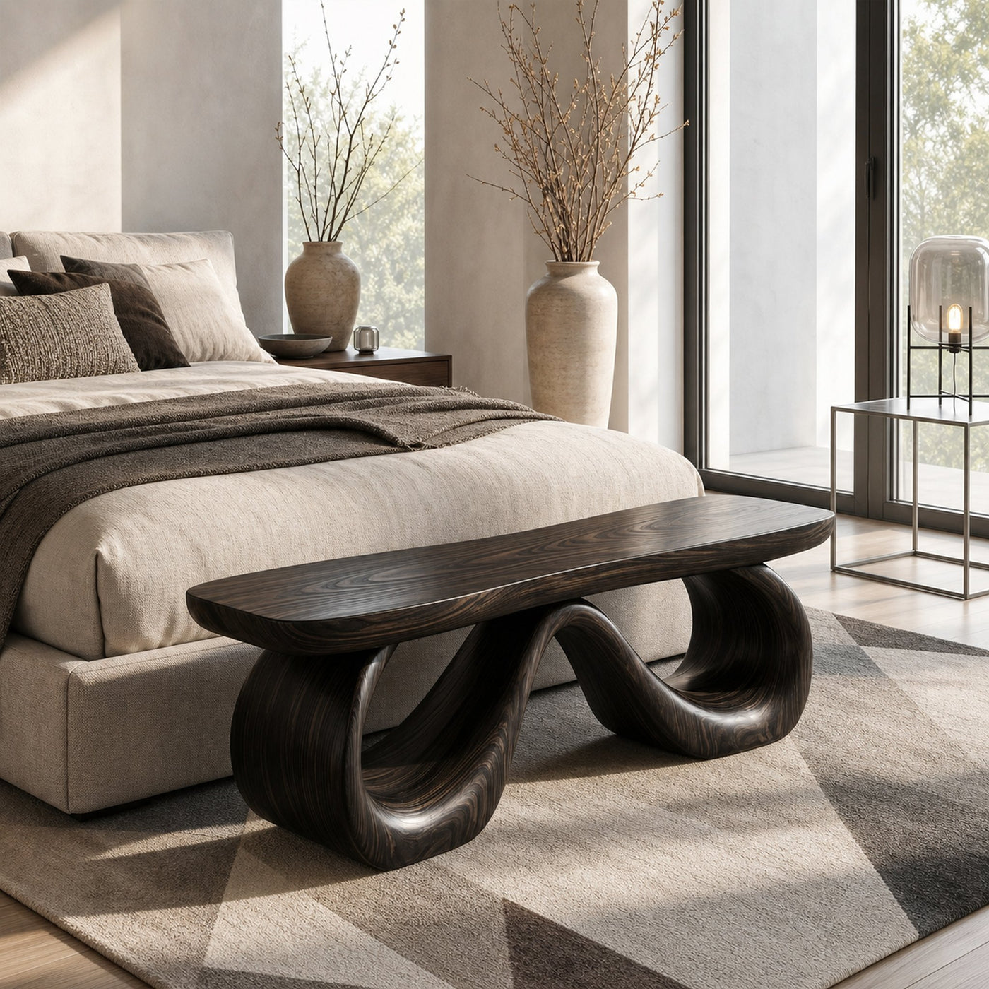 Organic Modern Bench For Reading Nook - product view 7