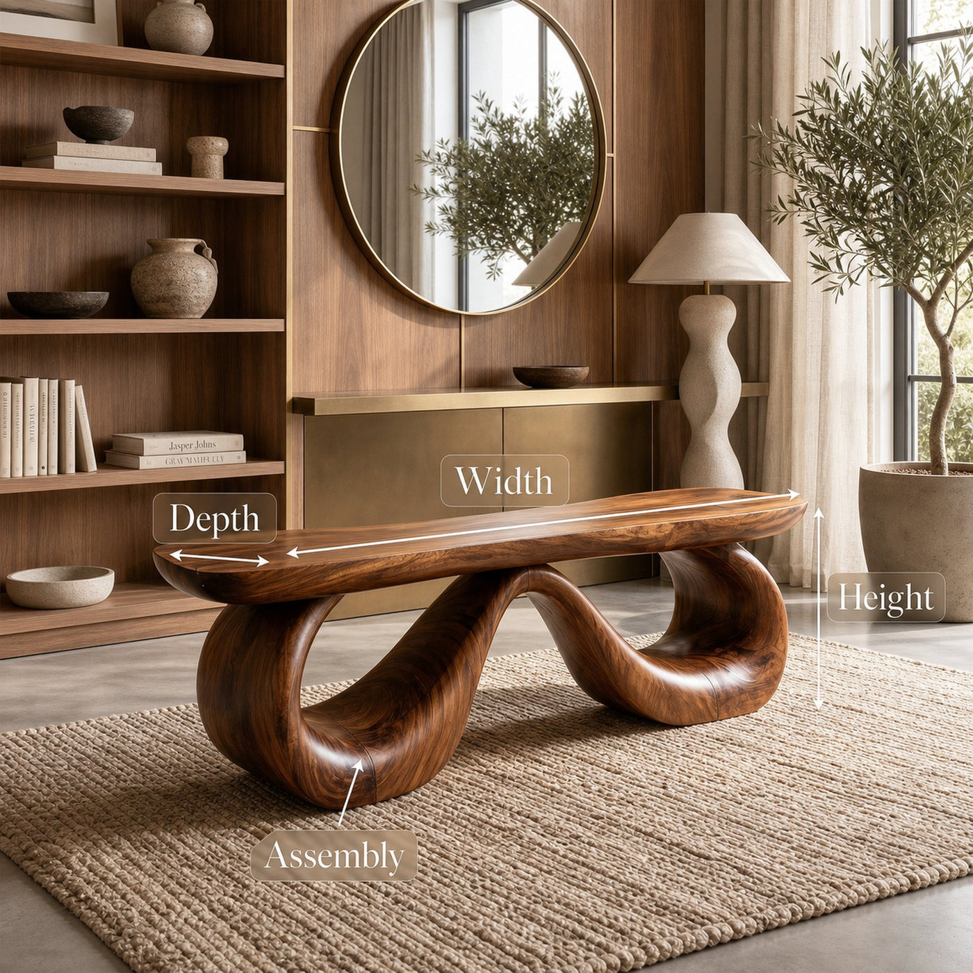 Organic Modern Bench For Reading Nook - product view 8