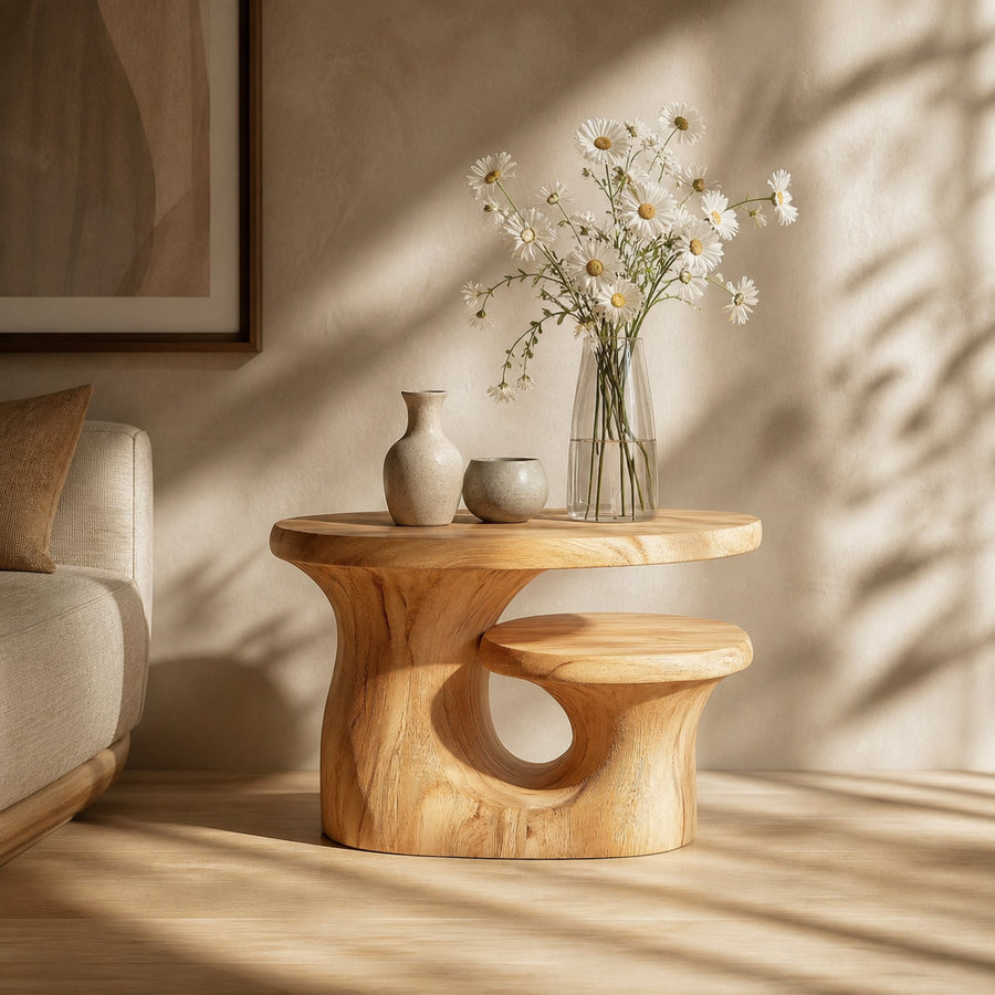 Organic Modern Sculptural Side Table For Living Room