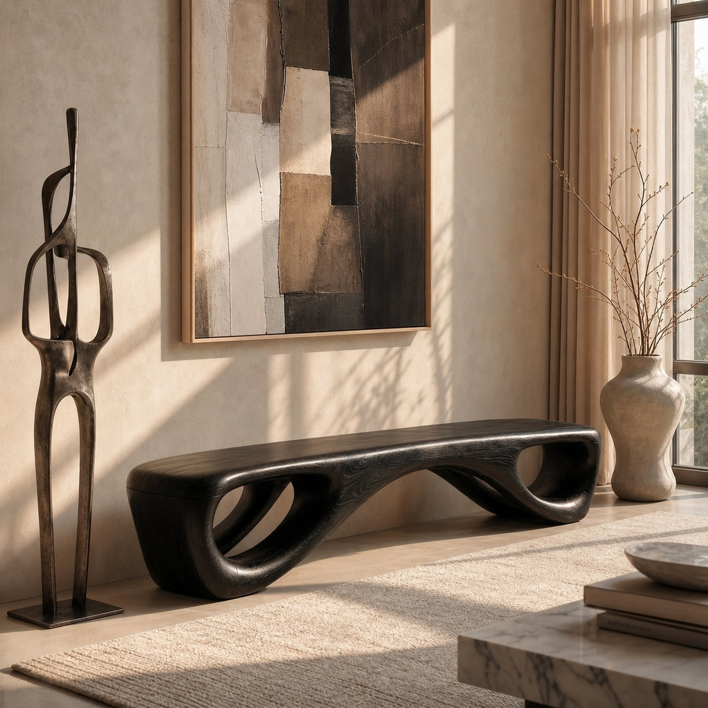 Organic Modern Seating Bench For Living Room - product view 7