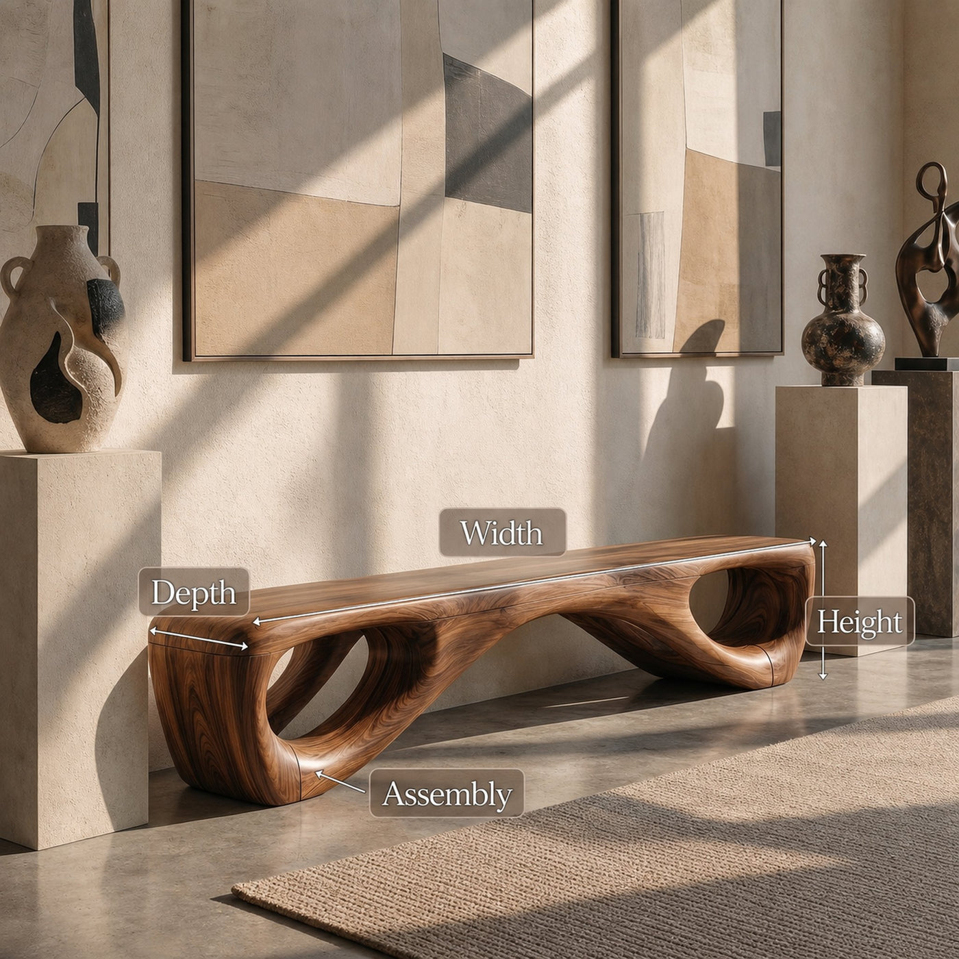 Organic Modern Seating Bench For Living Room - product view 8