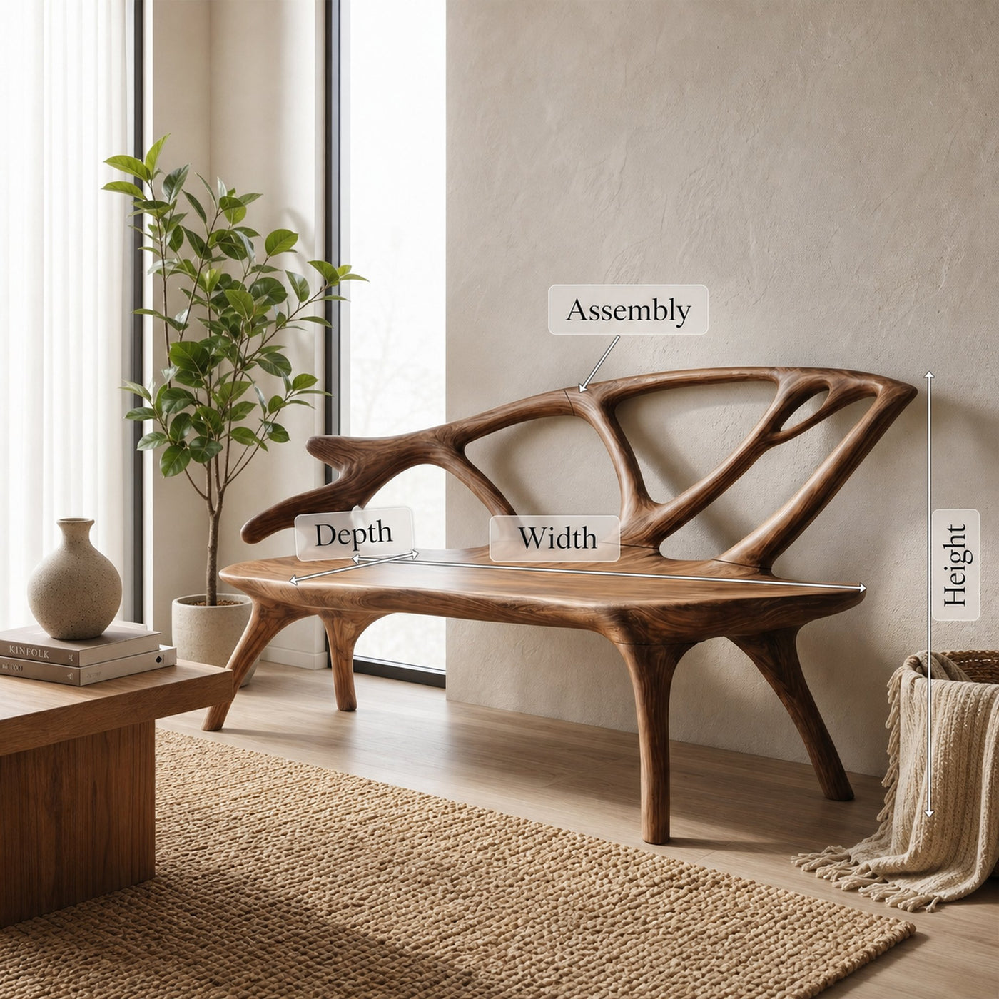 Organic Modern Seating Bench For Lounge - product view 8