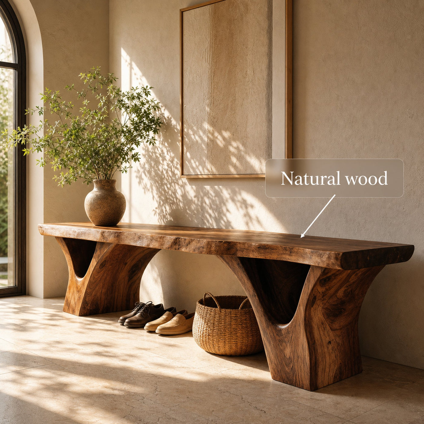 Organic Sculptural Bench For Entryway - product view 6