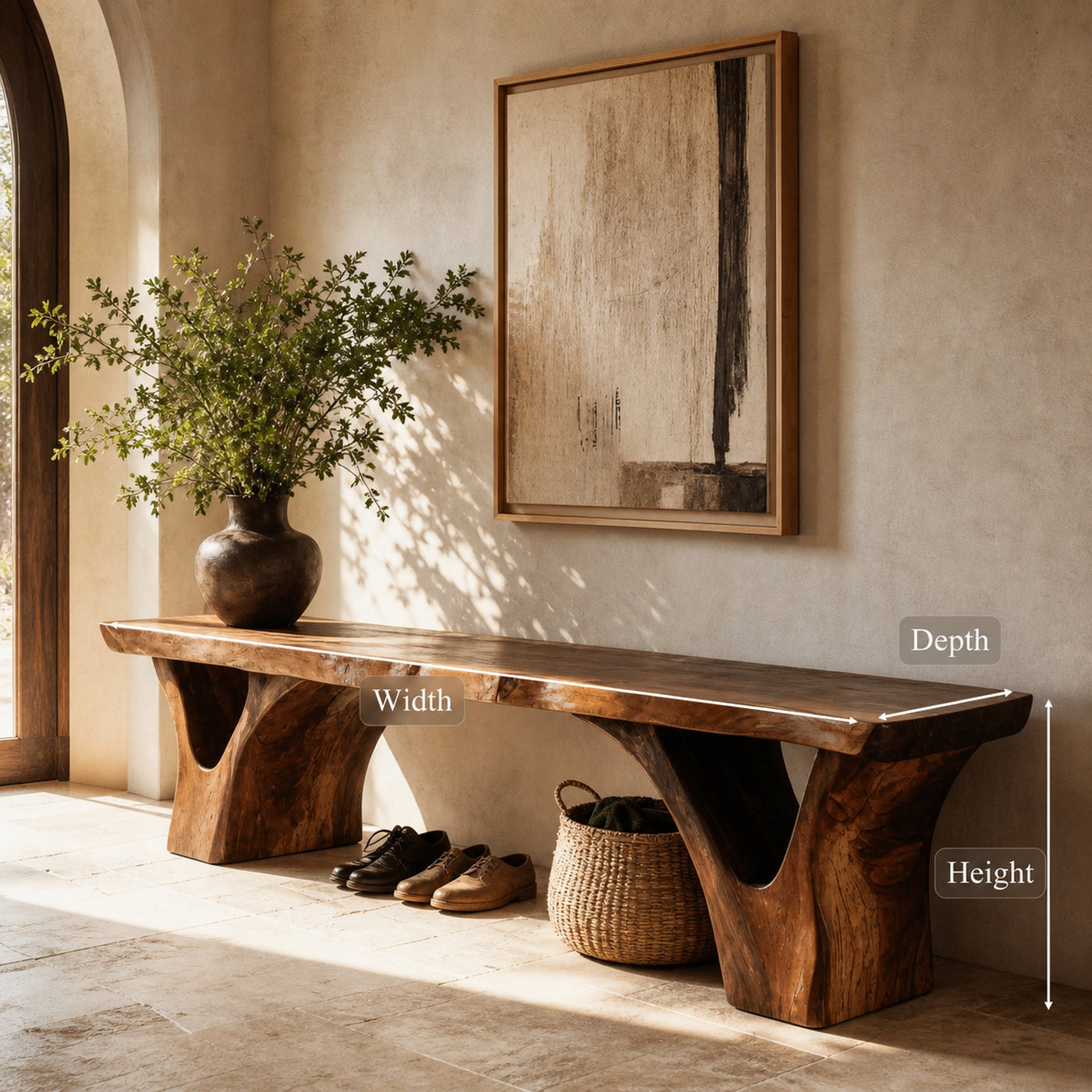 Organic Sculptural Bench For Entryway - product view 8