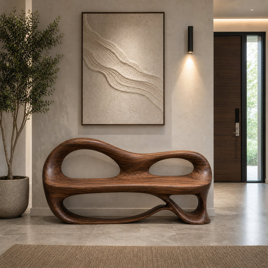 Organic Sculptural Bench For Luxury Entryway Decor