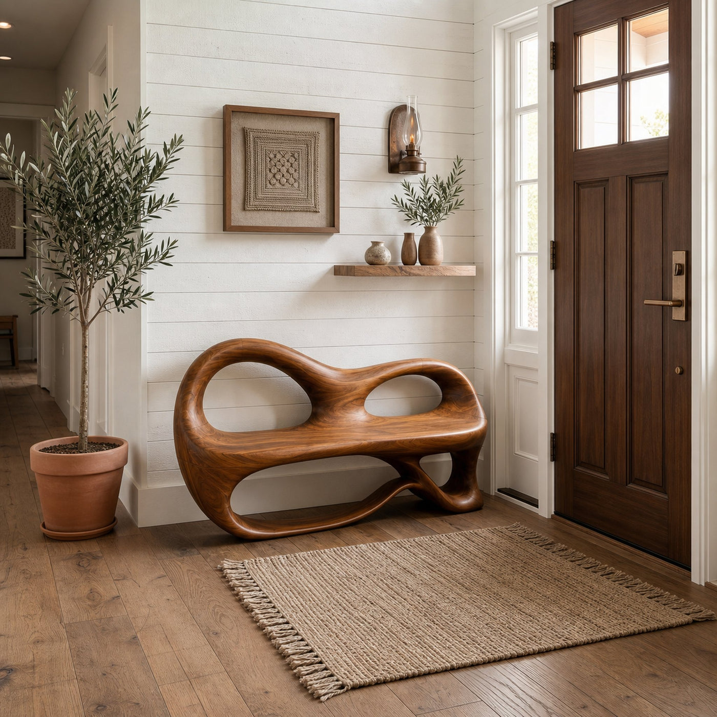 Organic Sculptural Bench For Luxury Entryway Decor - product view 6