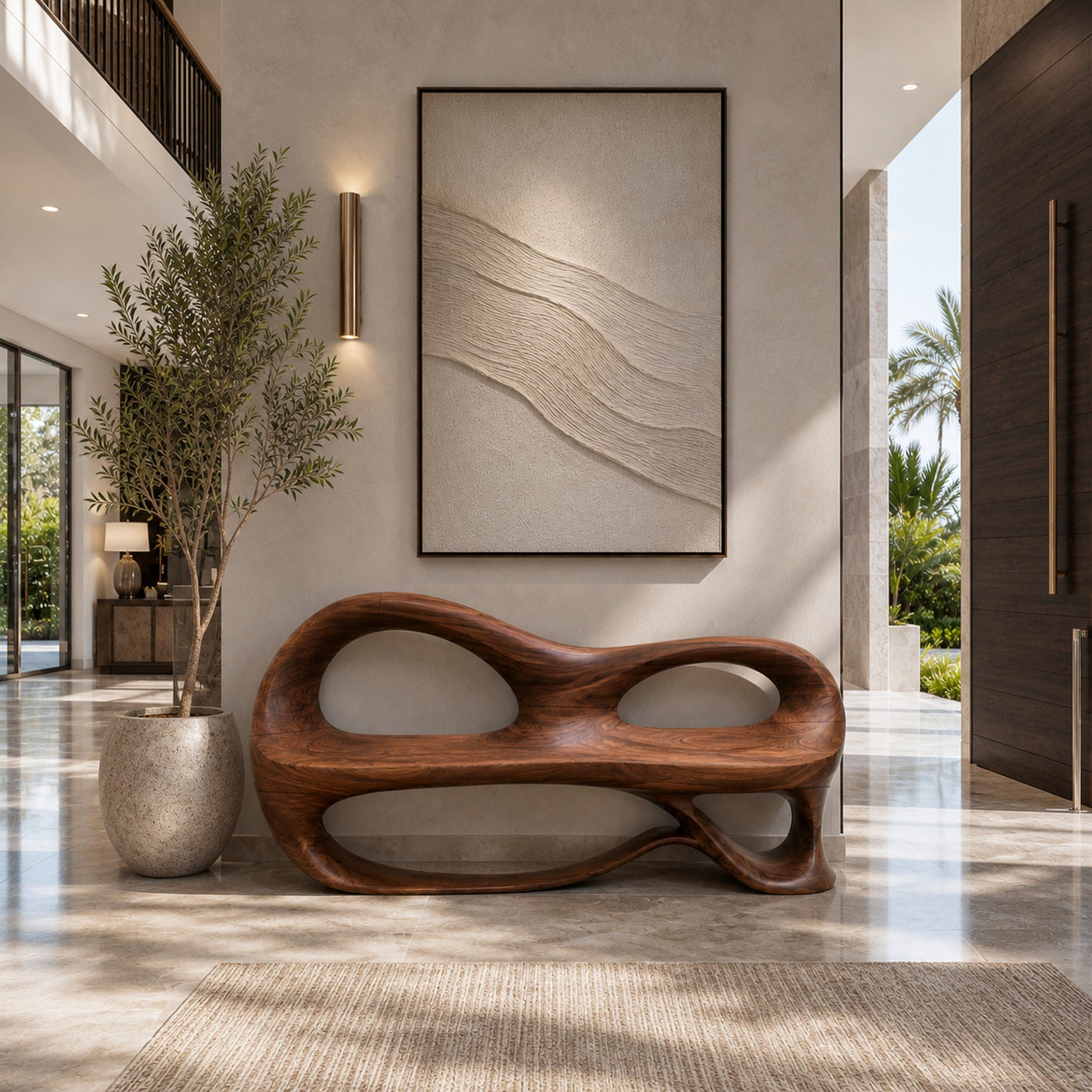 Organic Sculptural Bench For Luxury Entryway Decor - product view 7