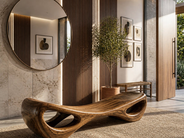 Organic Sculptural Entryway Bench For Luxury Entryway Decor