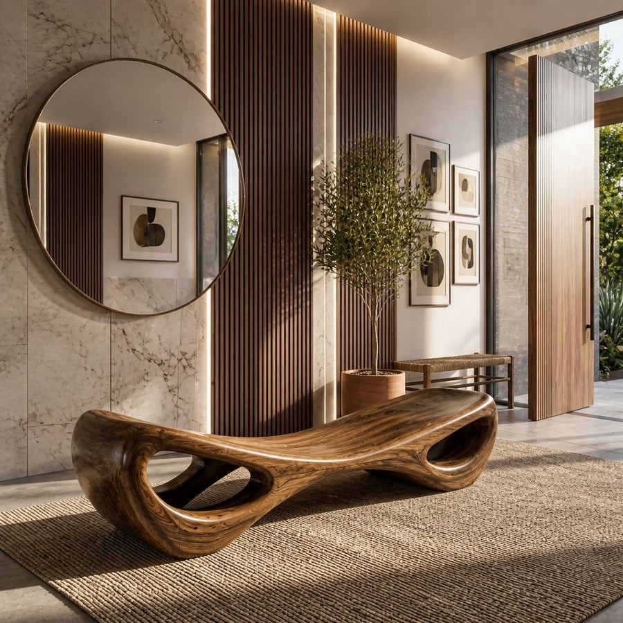 Organic Sculptural Entryway Bench For Luxury Entryway Decor