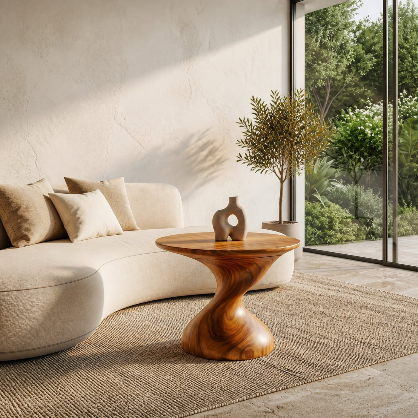 Organic Sculptural Side Table With Twisted Pedestal Base For Living Room And Bedroom - product view 6