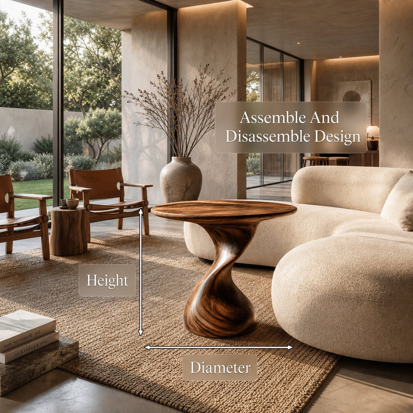 Organic Sculptural Side Table With Twisted Pedestal Base For Living Room And Bedroom - product view 8